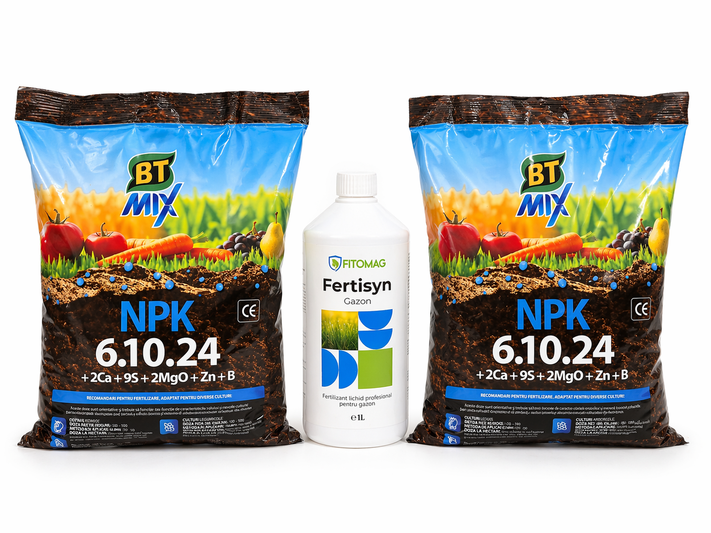 Pachet îngrășăminte gazon – fertilizant NPK + fertilizant lichid pentru gazon verde și dens