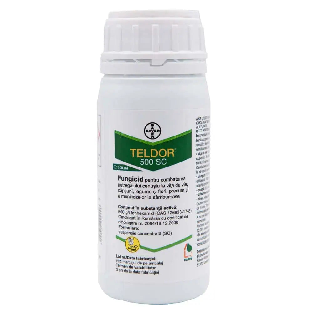 Teldor 500 SC - Fungicid de Contact si Local Sistemic - Vita de Vie, Samburoase, Capsun, Legume - Putregai Cenusiu, Monilioza, Bayer