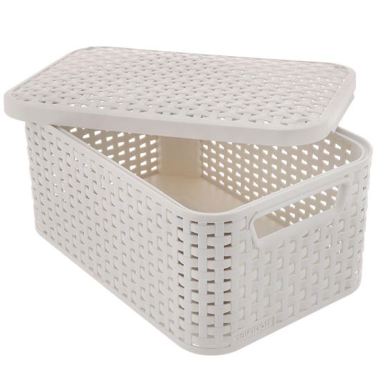 Cos rufe, 2 manere, capac, plastic, crem, 45x33x25 cm, Curver