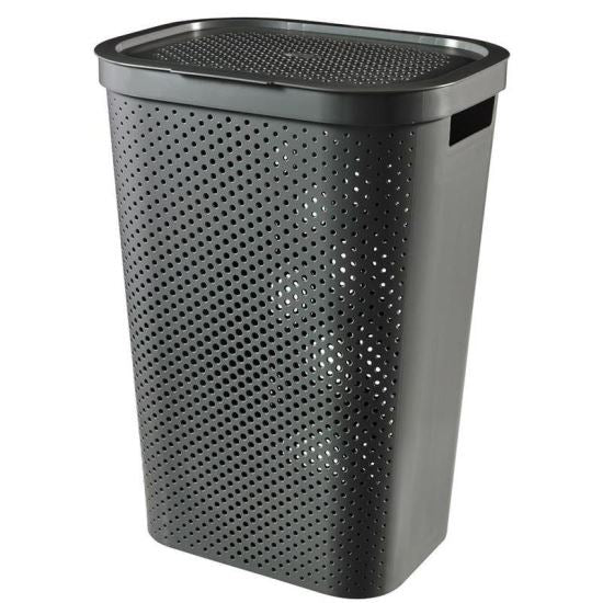 Cos rufe, 2 manere, capac, plastic, antracit, 60 L, 44x35x60 cm, Infinity Recycled, Curver