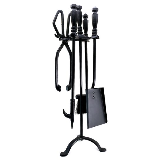 Set accesorii semineu, suport cu 4 piese, 60 cm