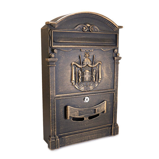 Cutie postala, aluminiu, bronz antic, 25.5x9x41 cm