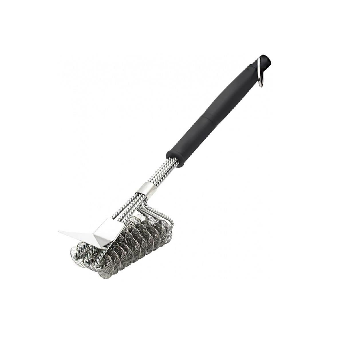 Perie pentru curatat gratar, grill, inox, 2 in 1, sarma si racleta, 44x6.5x8 cm