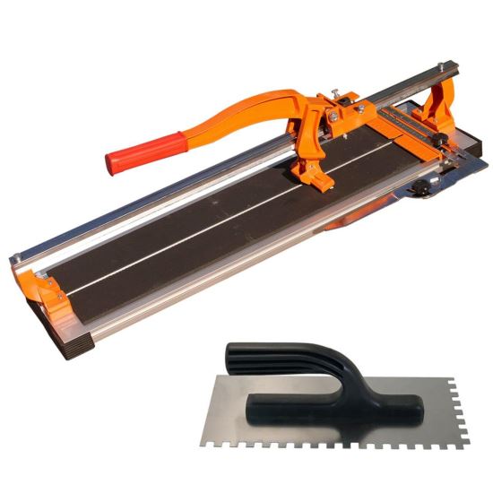 Masina de taiat gresie si faianta, aparat profesional, dispozitiv cu rulmenti, 60 cm, cu gletiera cu zimti, Richmann Exclusive