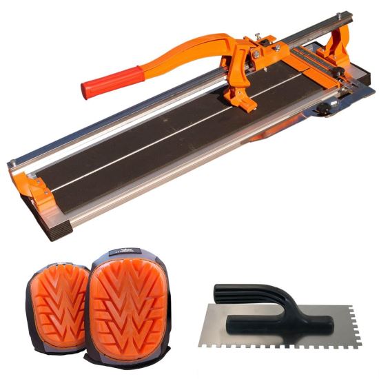 Masina de taiat gresie si faianta, aparat profesional, dispozitiv cu rulmenti, 60 cm, cu genunchiere si gletiera cu zimti, Richmann Exclusive