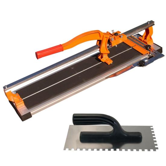 Masina de taiat gresie si faianta, aparat profesional, dispozitiv cu rulmenti, 80 cm, cu gletiera cu zimti, Richmann Exclusive