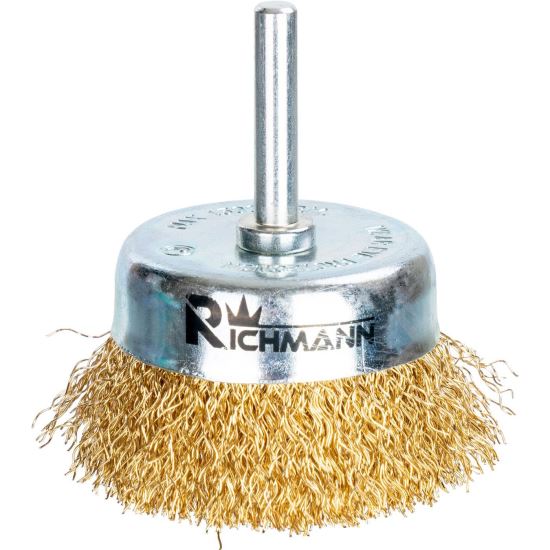 Perie sarma alama, tip cupa, cu tija, 63 mm, Richmann