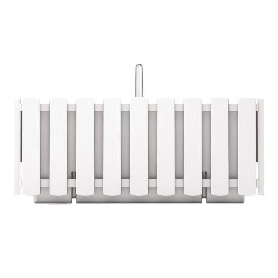 Jardiniera decorativa, suport metalic, sistem irigare, alb, 38x18x16.2 cm, Boardee Fencycase W Old