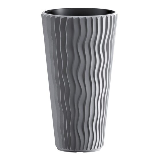 Ghiveci decorativ de flori, rotund, inalt, gri, 29.7x53.1 cm, Sandy