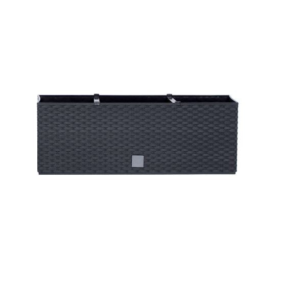 Jardiniera decorativa, sistem irigare, imitatie ratan, antracit, 30 L, 60x25x24 cm, Rato Case Old