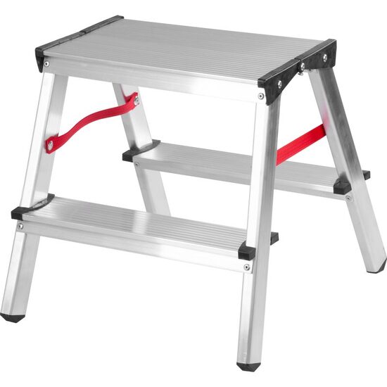 Scara aluminiu, 2 tronsoane, 1 treapta, platforma, max 125 kg, 0.44 m, Strend Pro