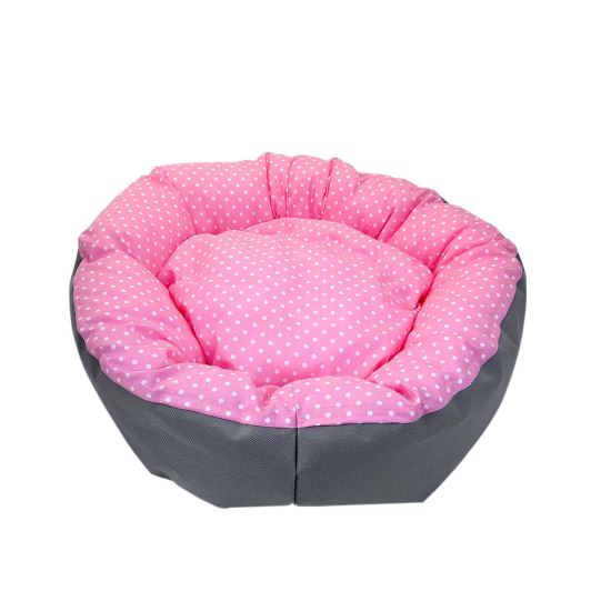 Culcus pentru caine/pisica, model buline, roz, 67 cm