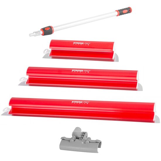 Set 3 gletiere profesionale, inox, 40, 60, 80 cm, suport, maner prelungitor 0.8-1.4 m, Strend Pro