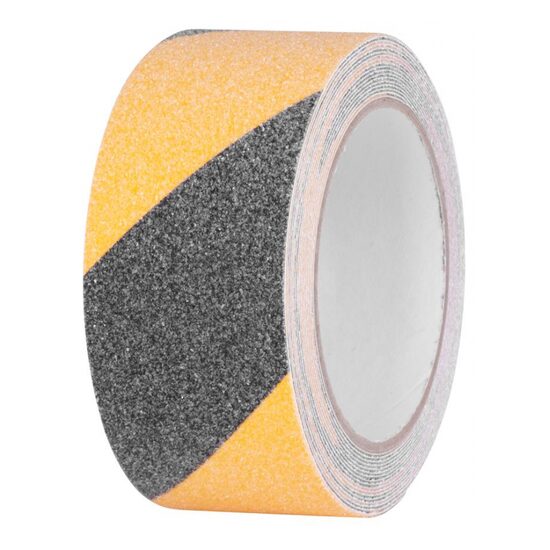 Banda antialunecare, Strend Pro, autoadeziva, extra durabila, 50 mm x 5 m, negru si galben