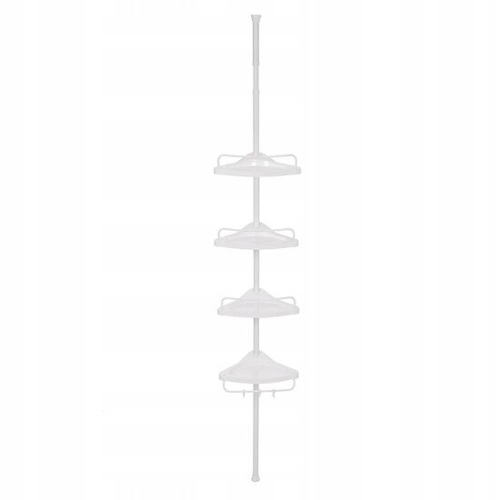 Raft pentru baie/dus, Vasagle, reglabil, inox, 4 rafturi, alb, 85-305 cm