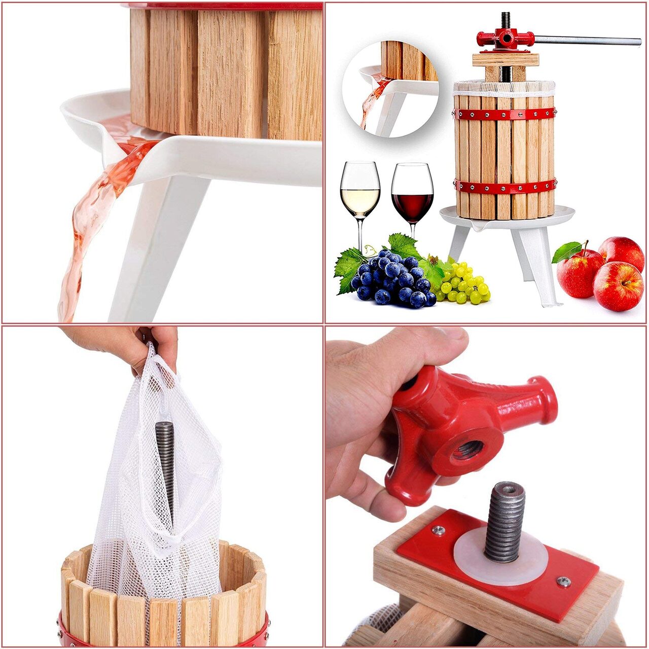 Teasc, presa, pentru zdrobit struguri, fructe, 12 L, 32x60 cm