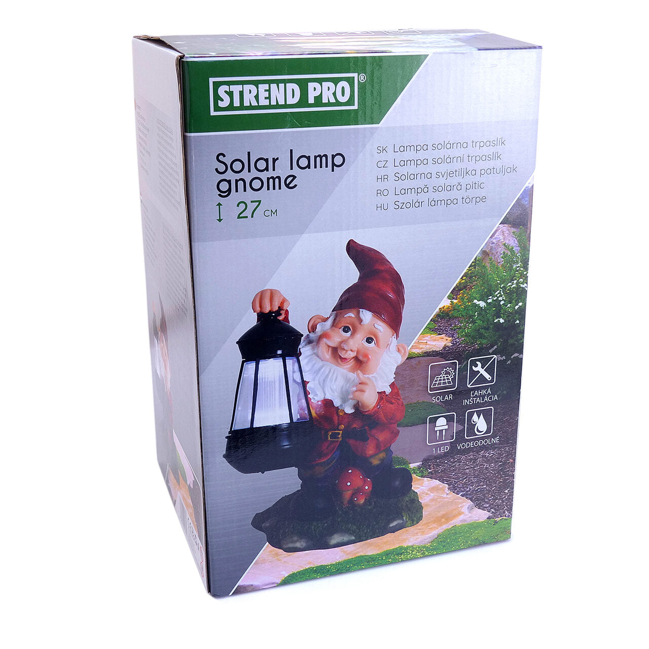 Decoratiune gradina, ceramica/plastic, lampa solara, pitic, 17x16x27 cm