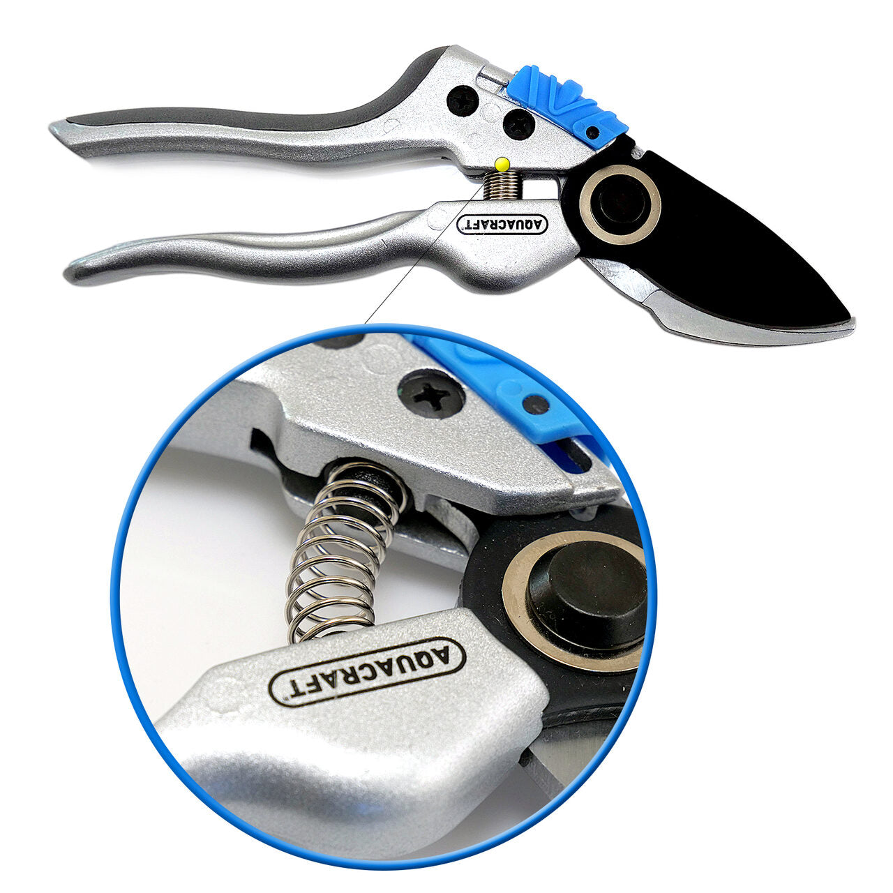 Foarfeca gradina, tip bypass, curbata, pentru trandafiri, pomi, vita de vie, 25.3 cm, Aquacraft