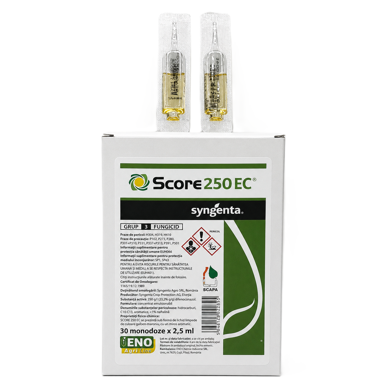 Score 250 EC - Fungicid Sistemic - Pomi Fructiferi, Capsun, Rapita, Sfecla, Tomate, Legume - Rapan, Monilioza, Fainare, Syngenta