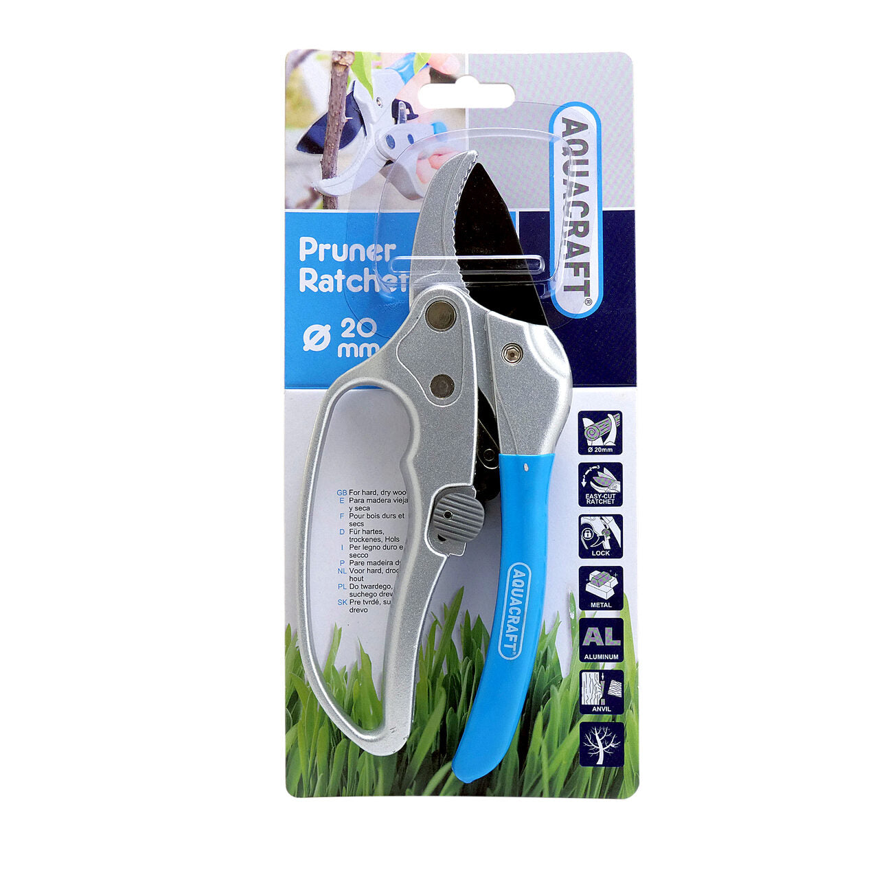 Foarfeca gradina, tip nicovala, cu clichet, pentru vita de vie, pomi, trandafiri, 12 cm, Aquacraft