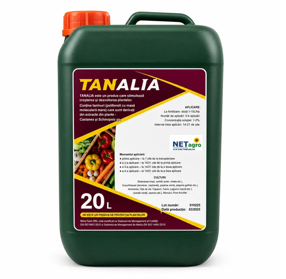 Tanalia - Biostimulator pe Baza de Taninuri - Solanacee, Cucurbitacee, Vita de Vie, Capsuni, Pomi Fructiferi - Nitrofarm