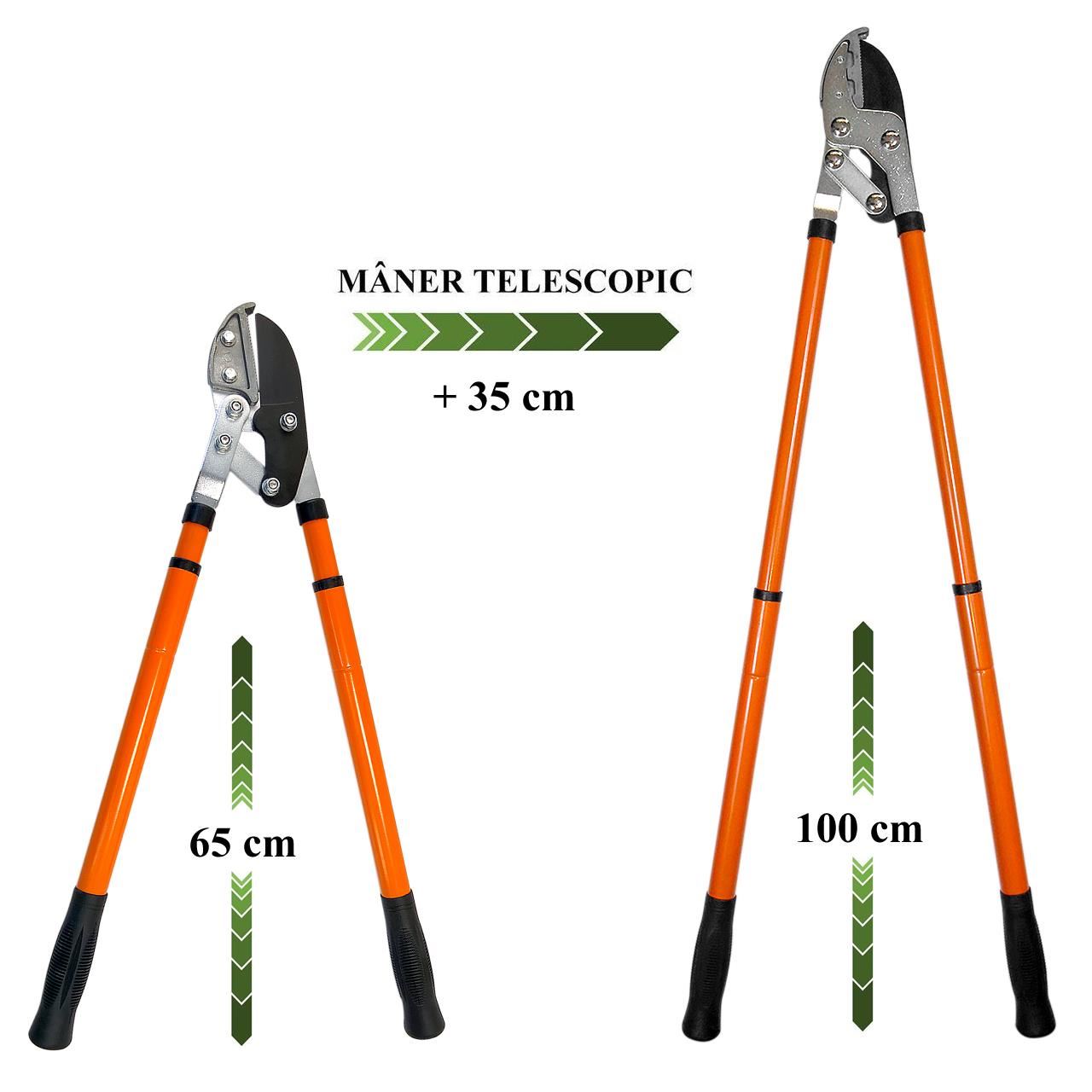 Foarfeca crengi, tip nicovala, 40 mm, maner telescopic 65-100 cm, Strend Pro