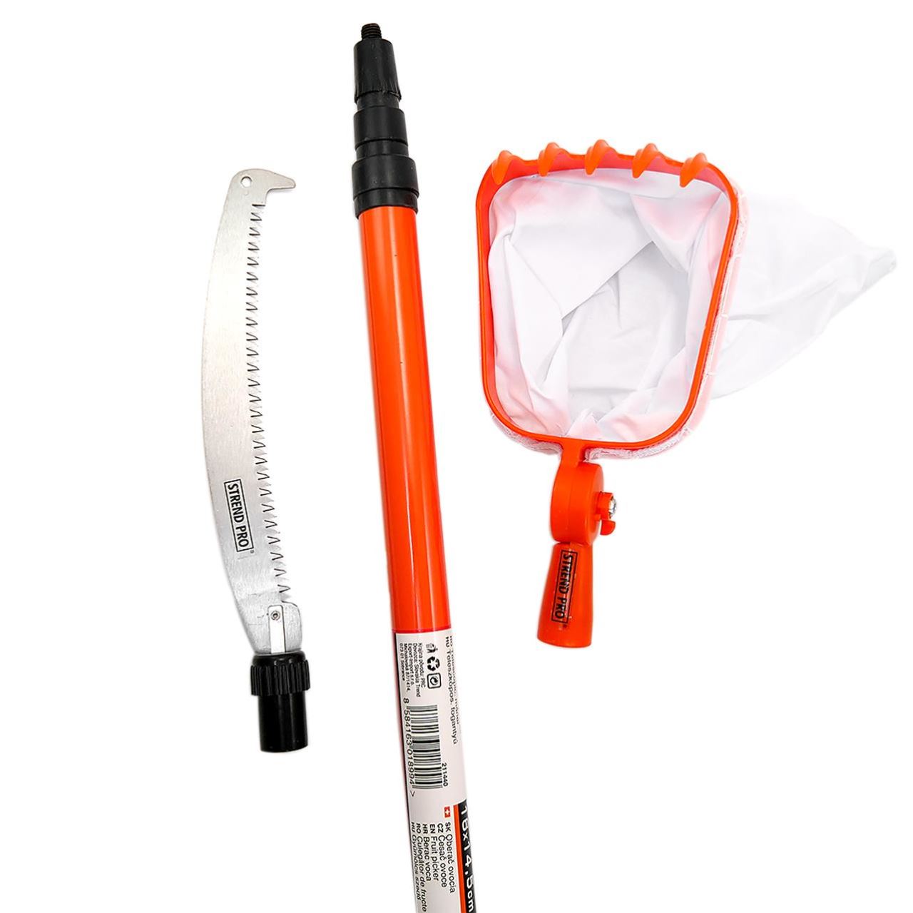 Dispozitiv pentru cules fructe cu fierastrau, maner telescopic, 3.6 m