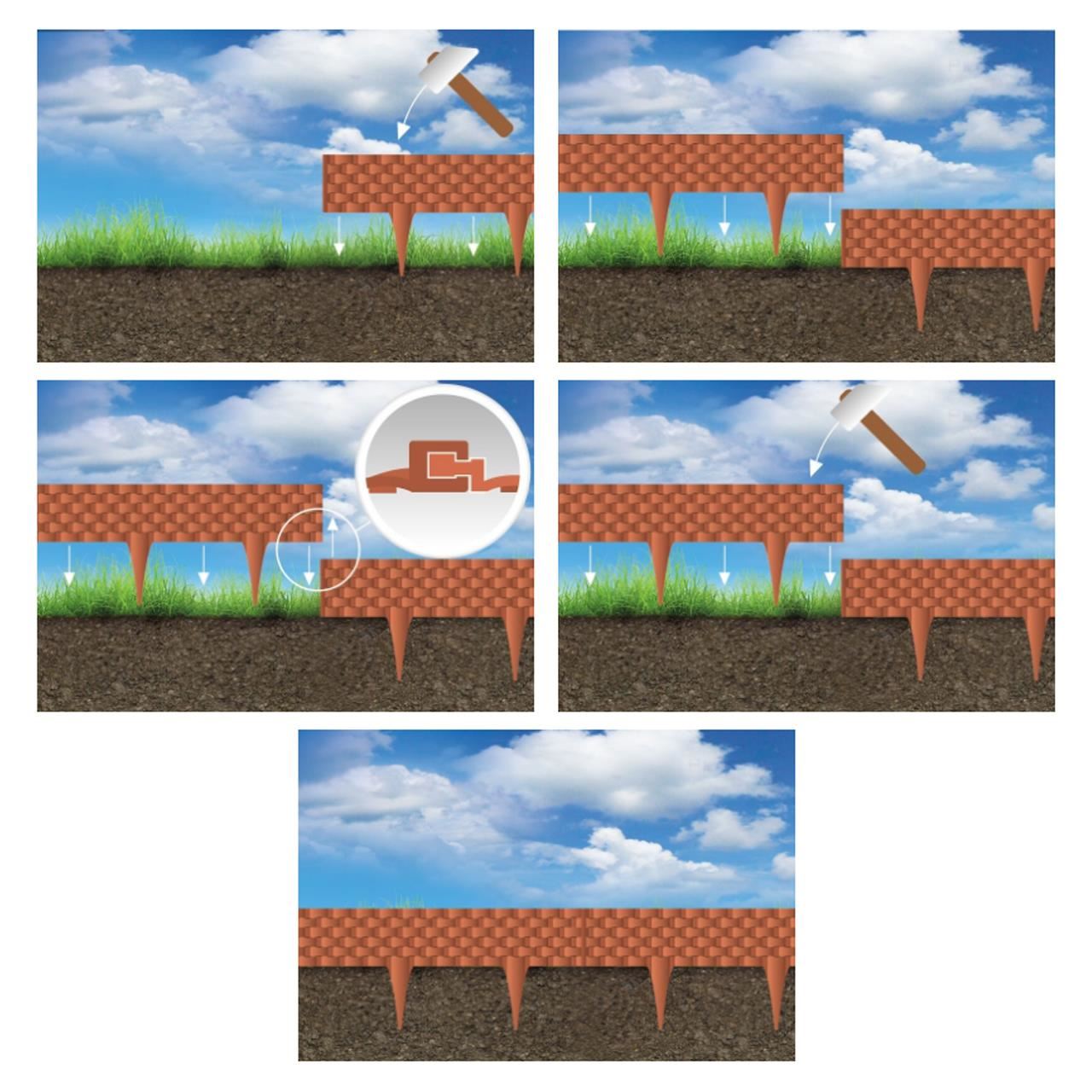 Gard pentru gradina din plastic flexibil, set 3 buc, 800x100/200 mm, 2.40 m
