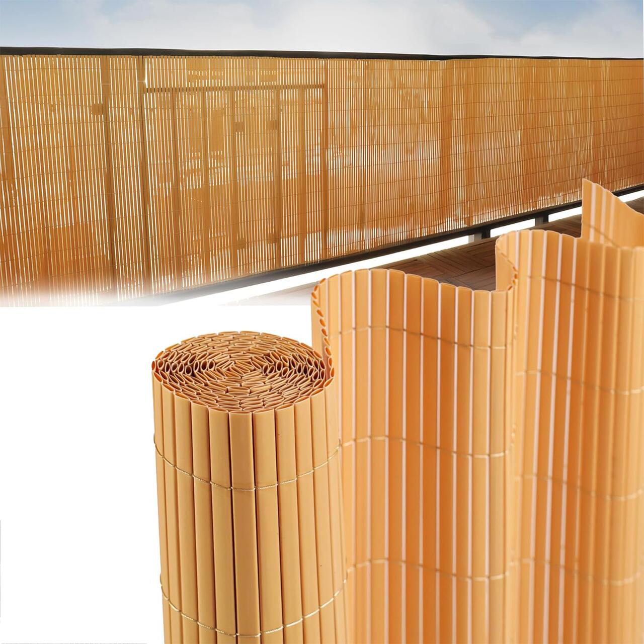 Paravan pentru balcon, terasa, gard PVC, stil bambus, 1300 g/m2, UV, 3x1 m