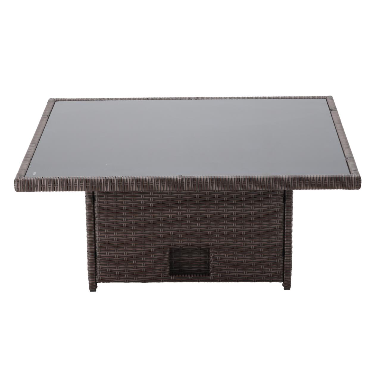 Set mobilier gradina/terasa, poliratan, maro si crem, 1 masa, 2 tabureti, 1 canapea colt, Chomik, Cassy