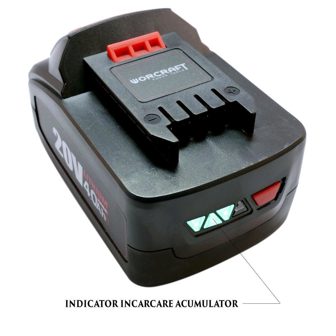 Masina de tuns iarba, gazon, electrica, motor fara perii, 2 acumulatori 4 Ah, incarcator 2x20V Li-ion, 40 cm, Worcraft