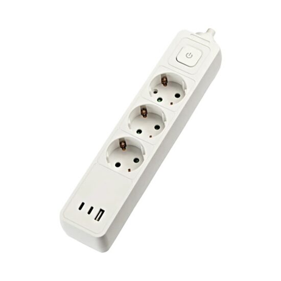 Prelungitor electric 3 prize, 2xUSB C, 1xUSB A, 1.5 m, intrerupator, Gelux