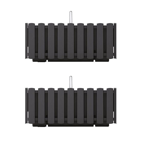 Set 2 jardiniere decorative cu suport metalic, sistem irigare, antracit, 38x18x16.2 cm, Boardee Fencycase W