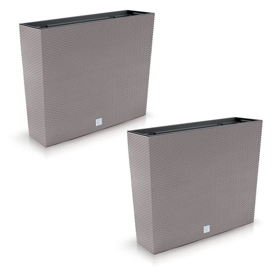Set 2 jardiniere decorative, imitatie ratan, cafeniu, 58x18x49.8 cm, Rato Case