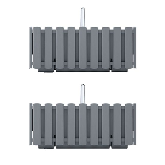 Set 2 jardiniere decorative cu suport metalic, sistem irigare, gri, 38x18x16.2 cm, Boardee Fencycase W