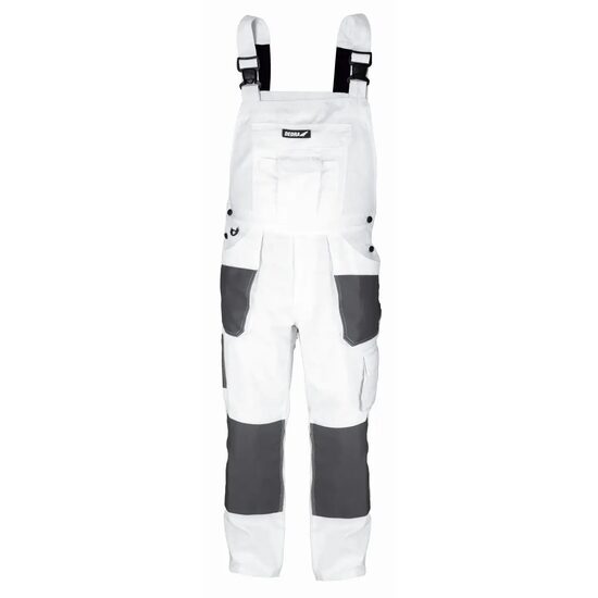 Pantaloni de lucru cu pieptar, salopeta, alb, model White Line, marimea S/48, Dedra