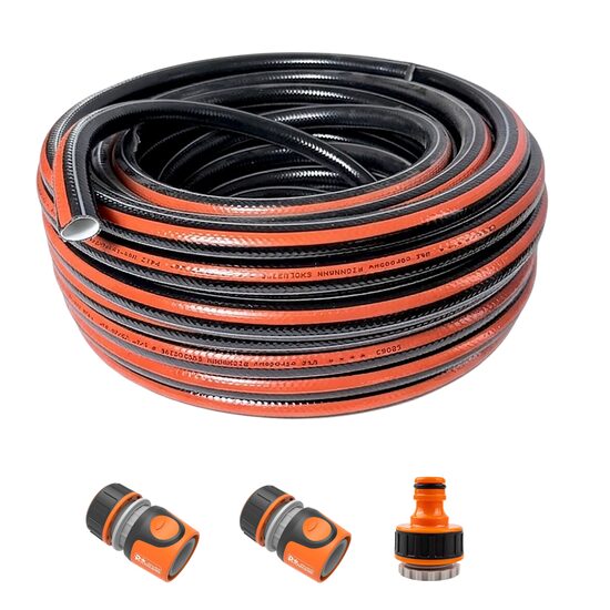 Furtun de gradina, 4 straturi, flexibil, ranforsat, 1/2", 20 m, cuple, adaptor, Richmann Exclusive