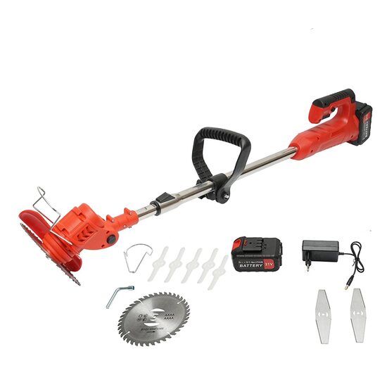 Motocoasa, trimmer, pentru tuns iarba, electric, cu acumulator 21V Litiu, 3000 mAh, incarcator si accesorii