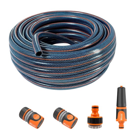 Furtun de gradina, 4 straturi, 1/2", 20 m, cuple, adaptor, duza stropit, Richmann
