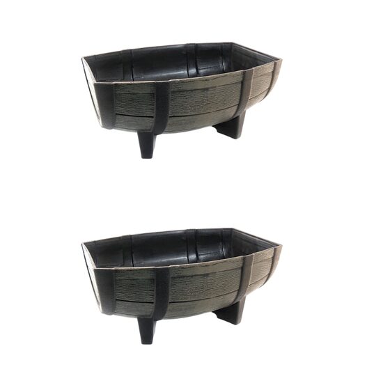 Set 2 ghivece pentru flori model butoi natural 41x29x19 cm