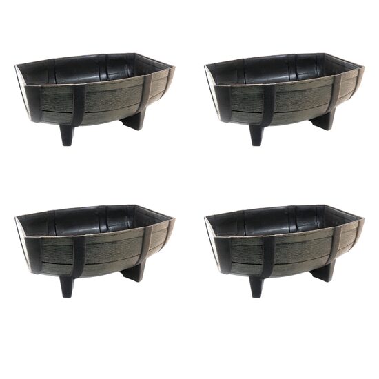 Set 4 ghivece pentru flori model butoi natural 41x29x19 cm