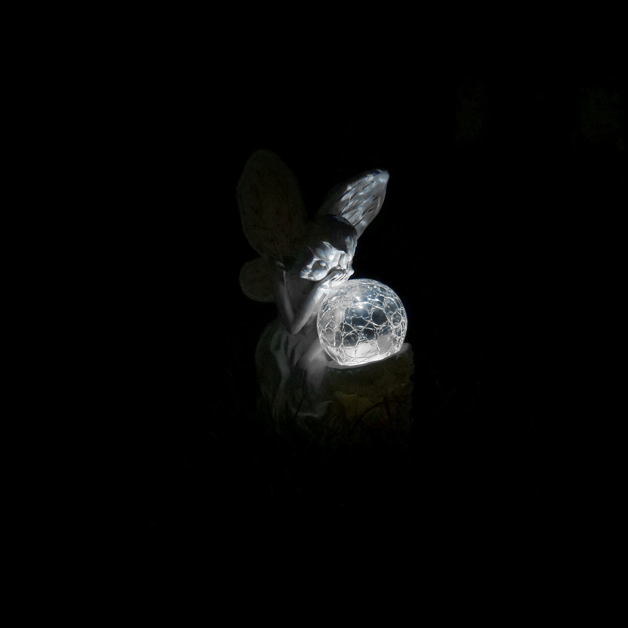 Decoratiune gradina, polirasina, lampa solara, inger, 12x15x22 cm