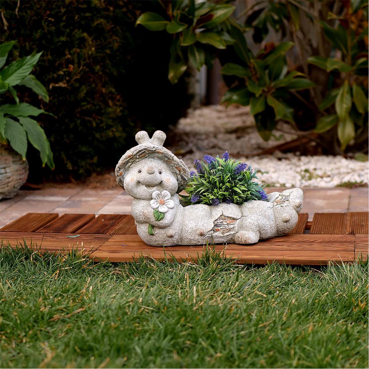 Decoratiune gradina, ceramica, omida cu ghiveci, 47x23x28 cm