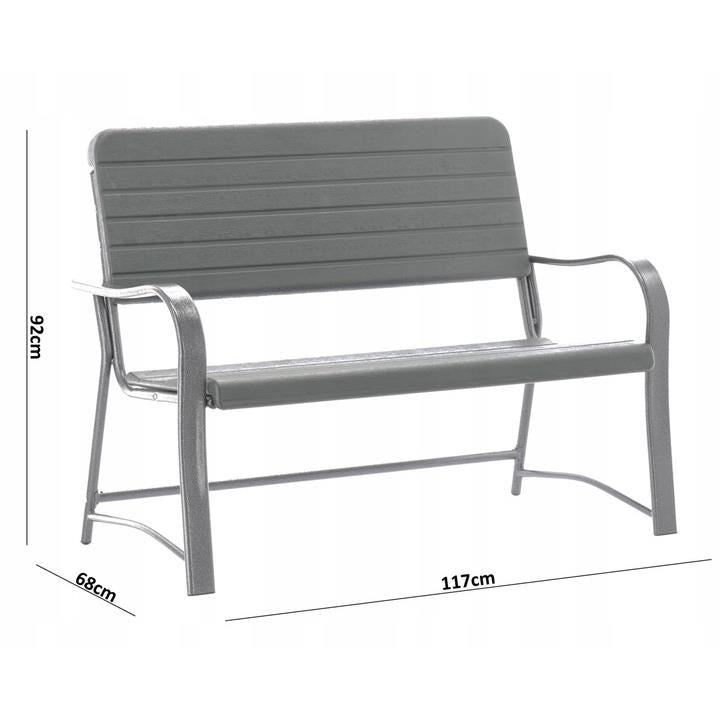 Banca de gradina, plastic, structura metal, 117x68x92 cm, New Style