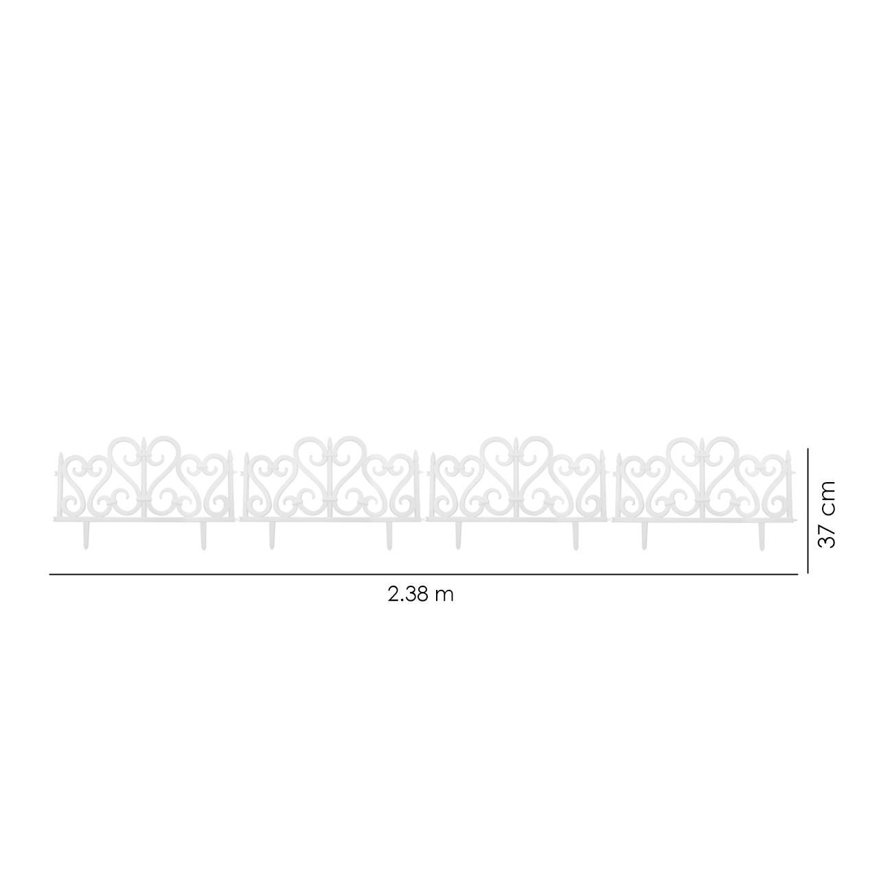 Gard de gradina decorativ, plastic alb, set 4 buc, 59.5x37 cm