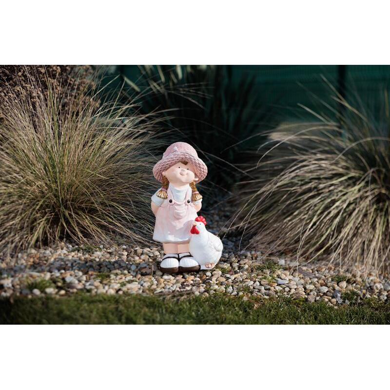 Decoratiune gradina, MagicHome, ceramica, fata cu cocos, 15.5x25.5x44.5 cm