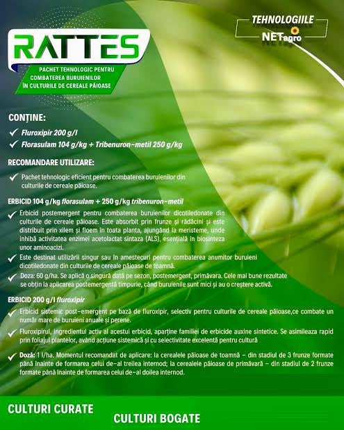 Rattes Pachet Erbicid Cu Fluroxipir, Florasulam Și Tribenuron-Metil Pentru Cereale Păioase