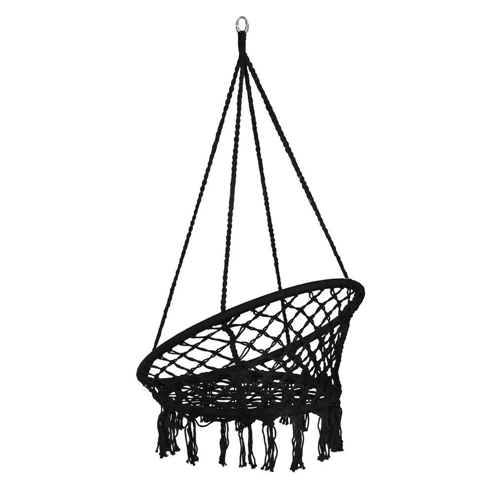 Hamac brazilian, tip scaun, Springos, negru, max 150kg, 79x80x120 cm