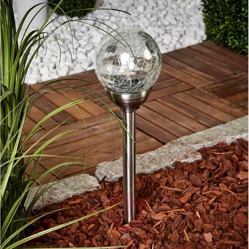 Lampa solara pentru gradina, LED, alb cald, glob de sticla, 12x44 cm, Strend Pro