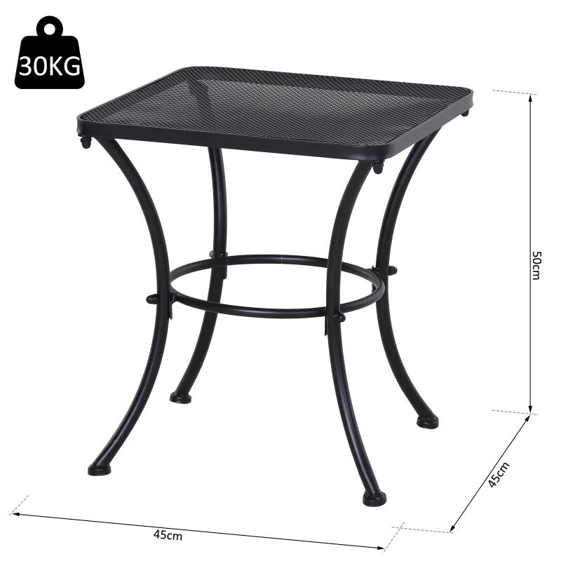 Masa gradina/terasa/balcon pentru exterior, patrata, metalica, negru, 45x45x50 cm